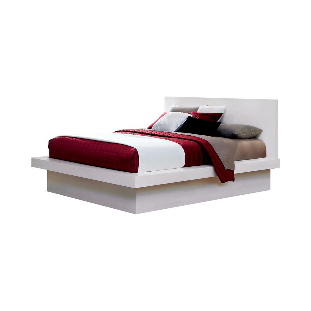 Jessica California King Platform Bed with Rail Seating White. Picture 2