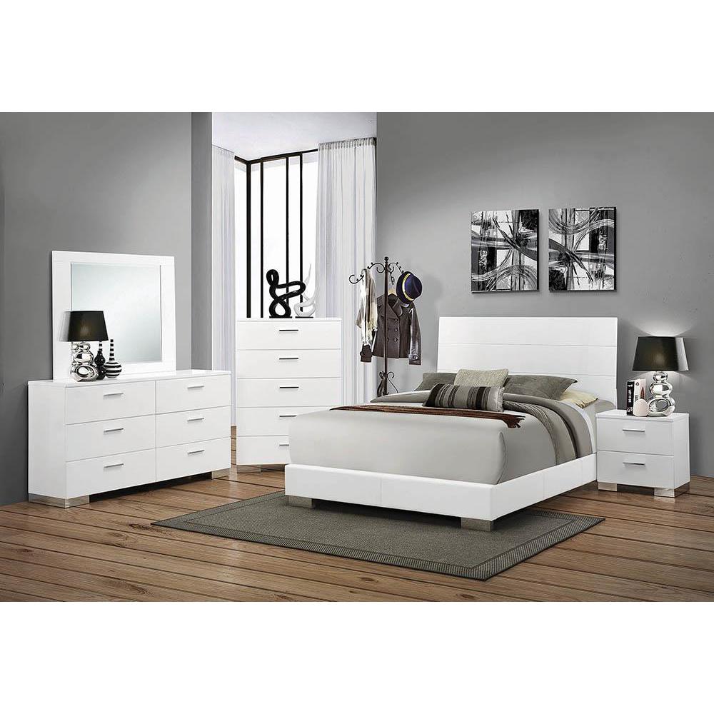 Felicity Eastern King Panel Bed Glossy White. Picture 2
