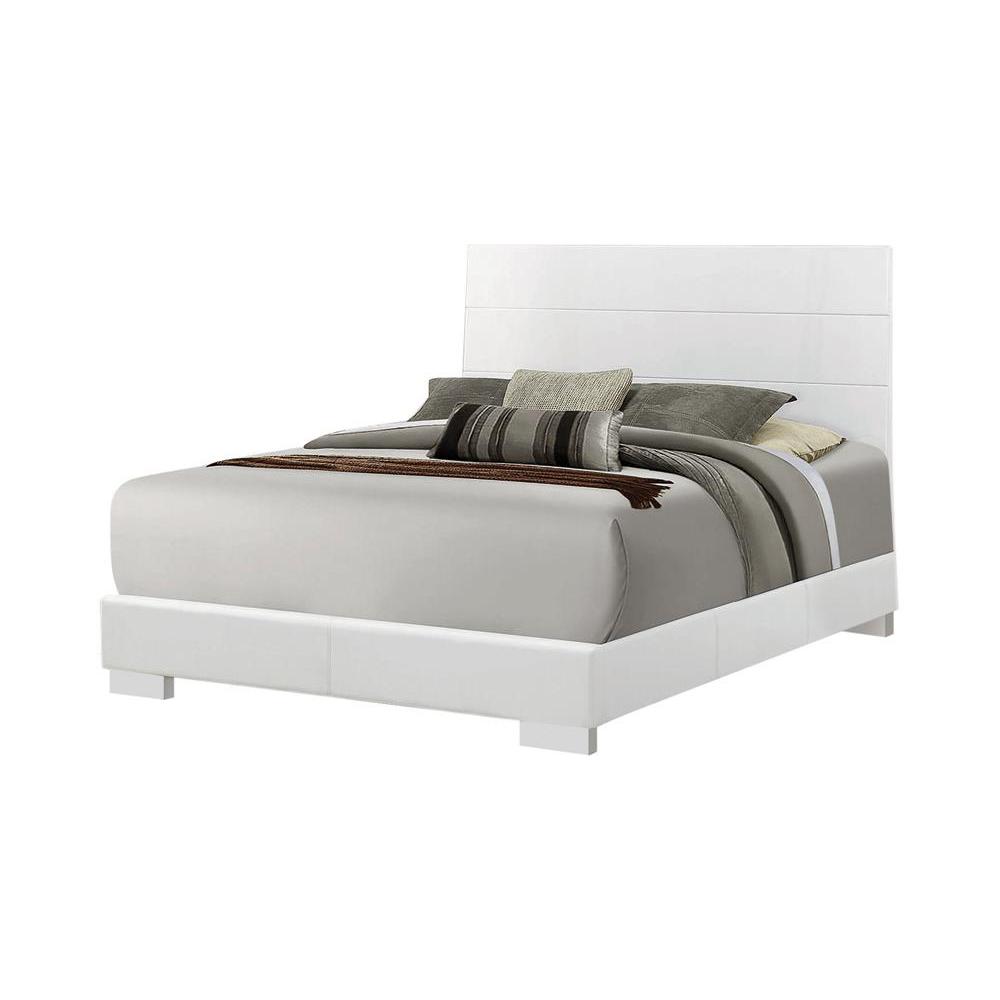 Felicity Eastern King Panel Bed Glossy White. Picture 1
