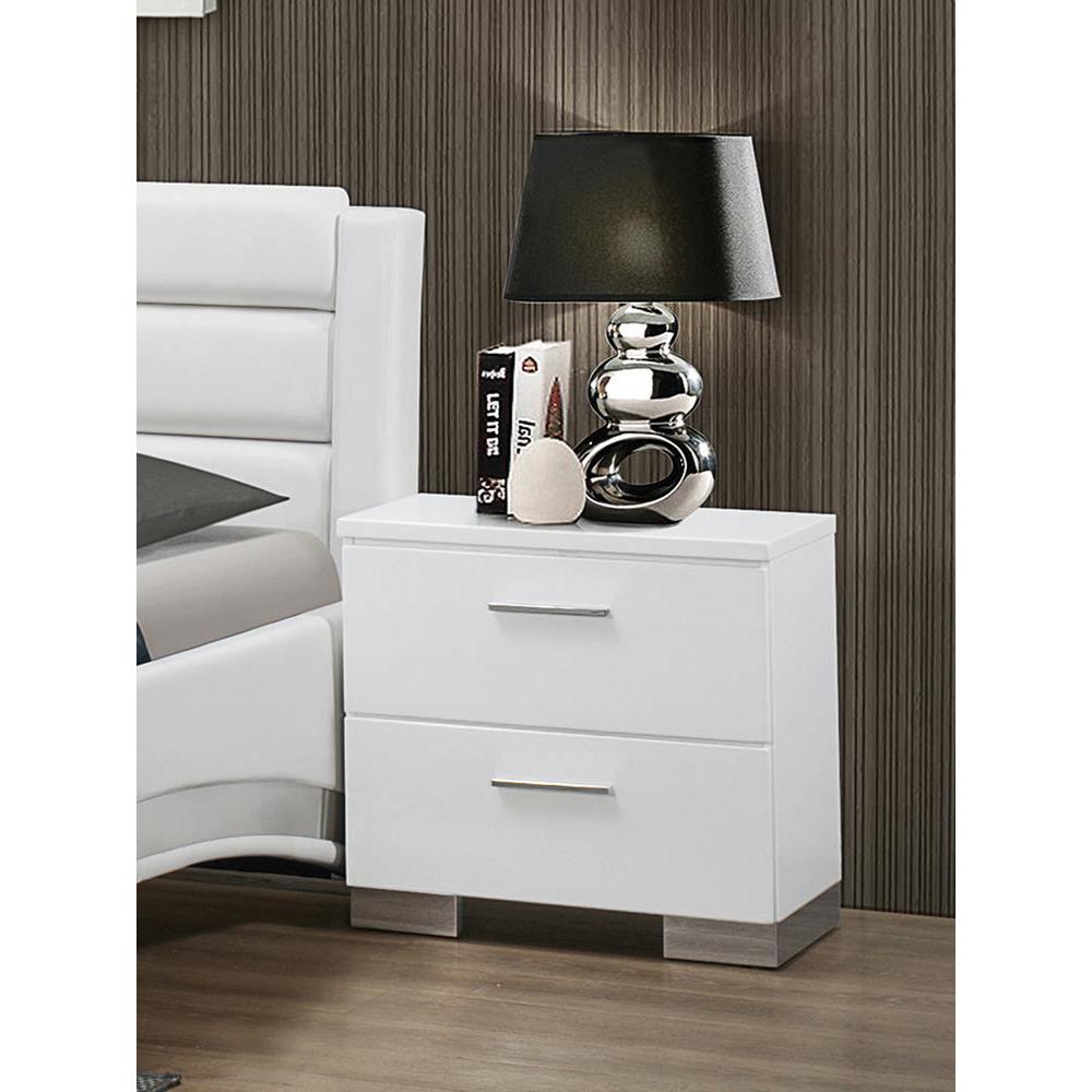 Felicity 2-drawer Nightstand Glossy White. Picture 3