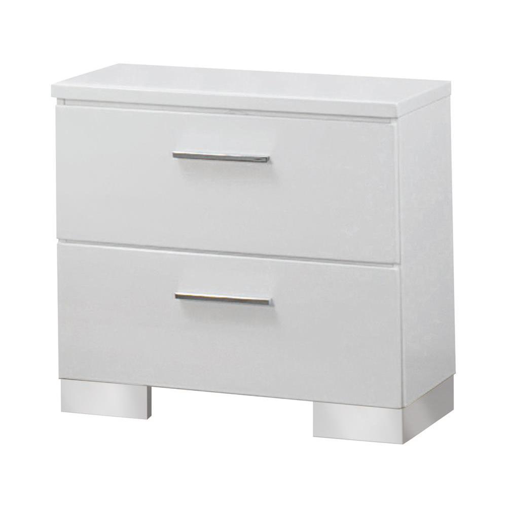 Felicity 2-drawer Nightstand Glossy White. Picture 1