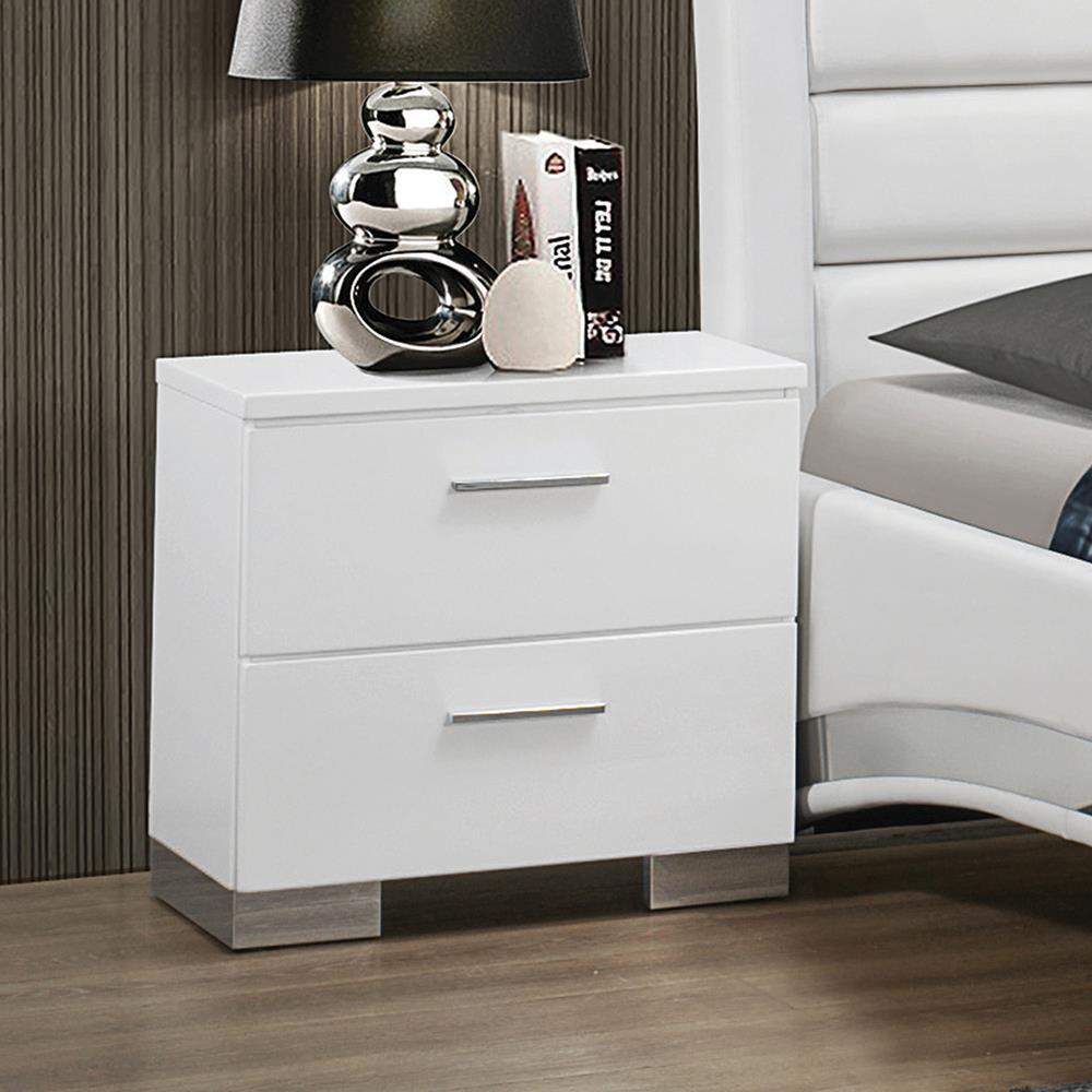 Felicity 2-drawer Nightstand Glossy White. Picture 2