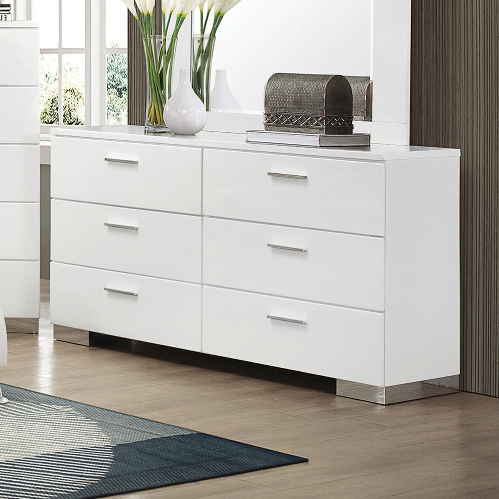 Felicity 6-drawer Dresser Glossy White. Picture 1