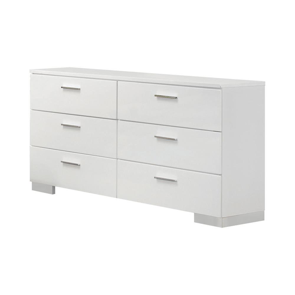 Felicity 6-drawer Dresser Glossy White. Picture 2