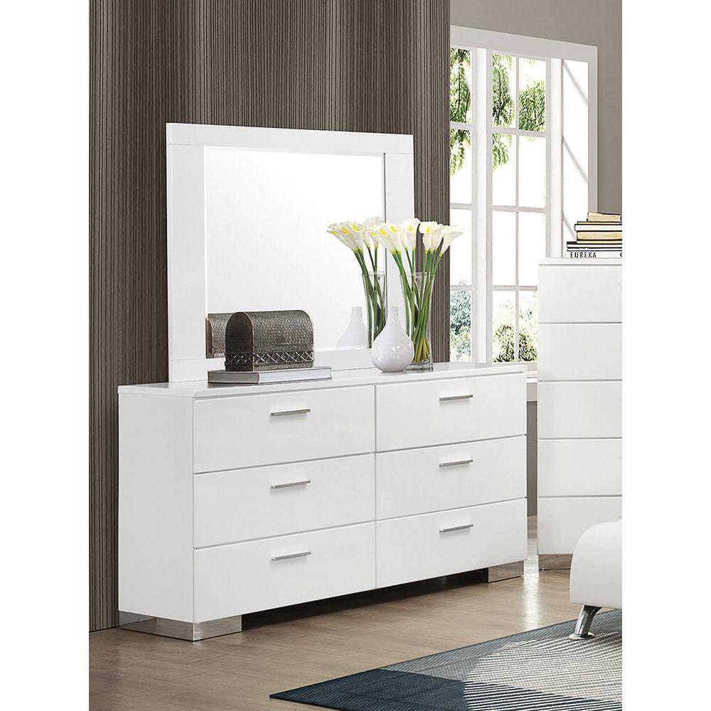 Felicity 6-drawer Dresser Glossy White. Picture 3