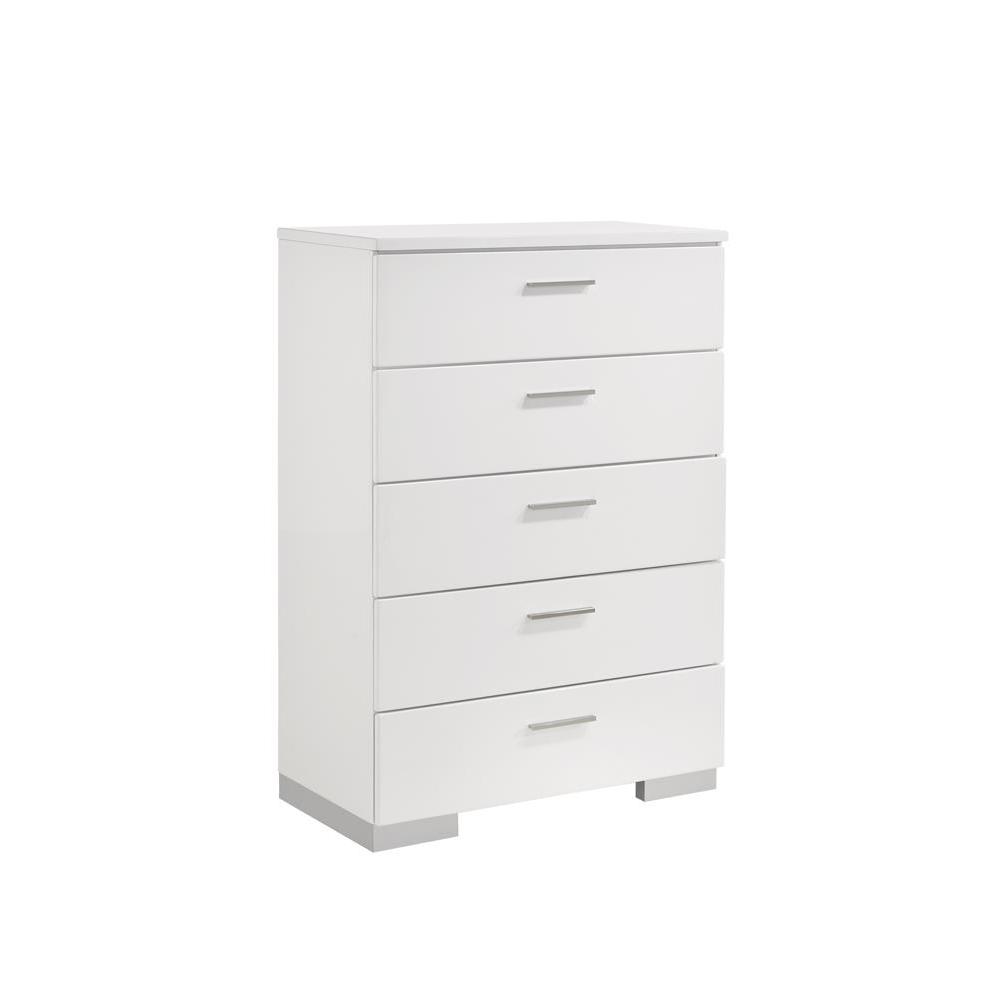 Felicity 5-drawer Chest Glossy White. Picture 1
