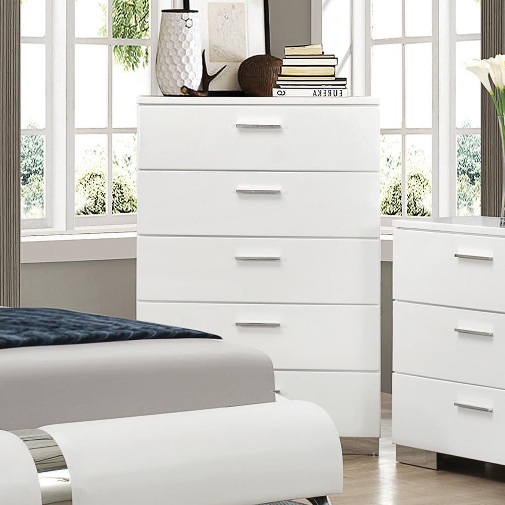 Felicity 5-drawer Chest Glossy White. Picture 9