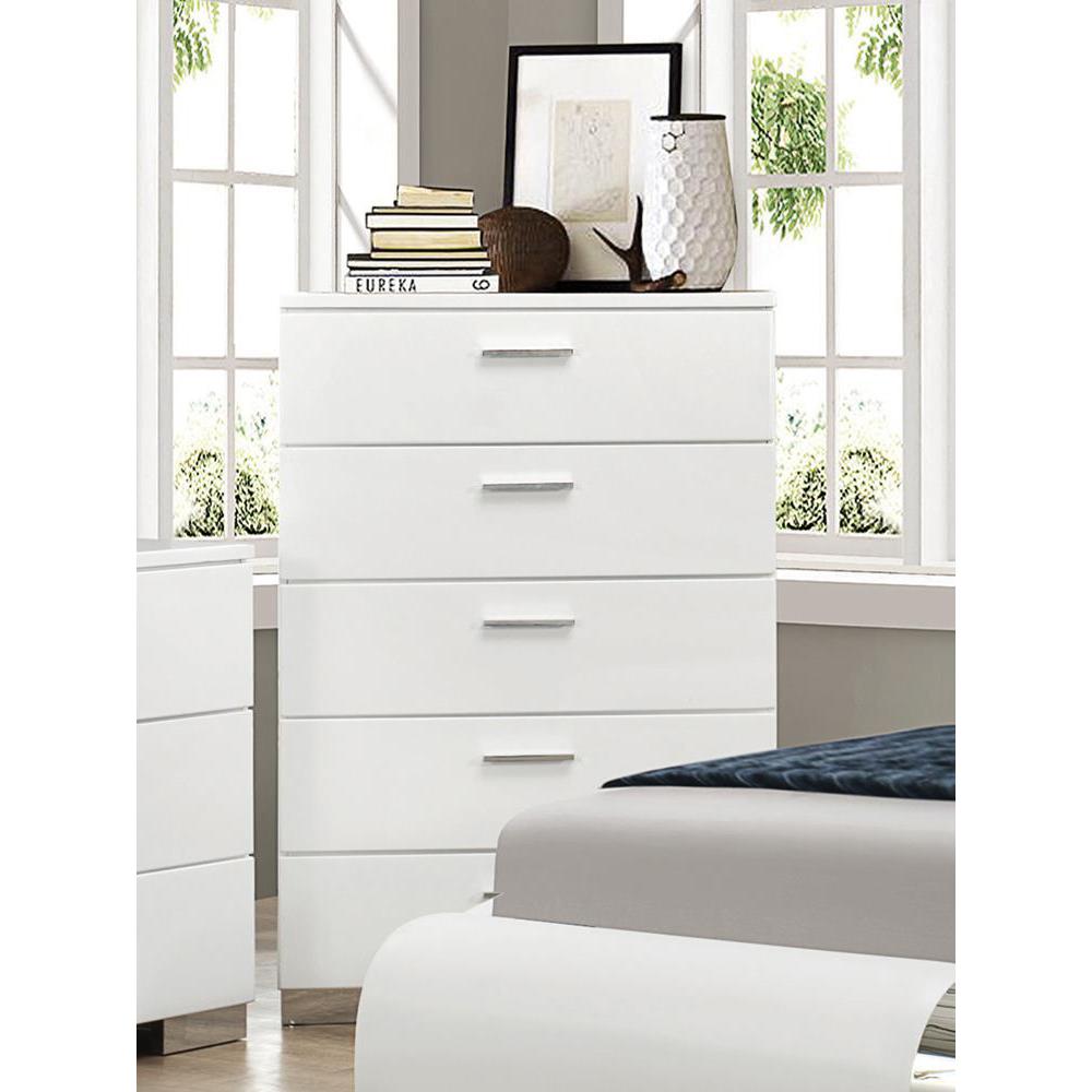 Felicity 5-drawer Chest Glossy White. Picture 10