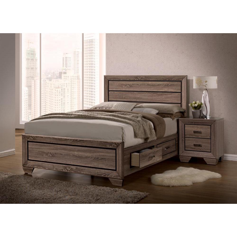 Kauffman Eastern King Storage Bed Washed Taupe. Picture 2