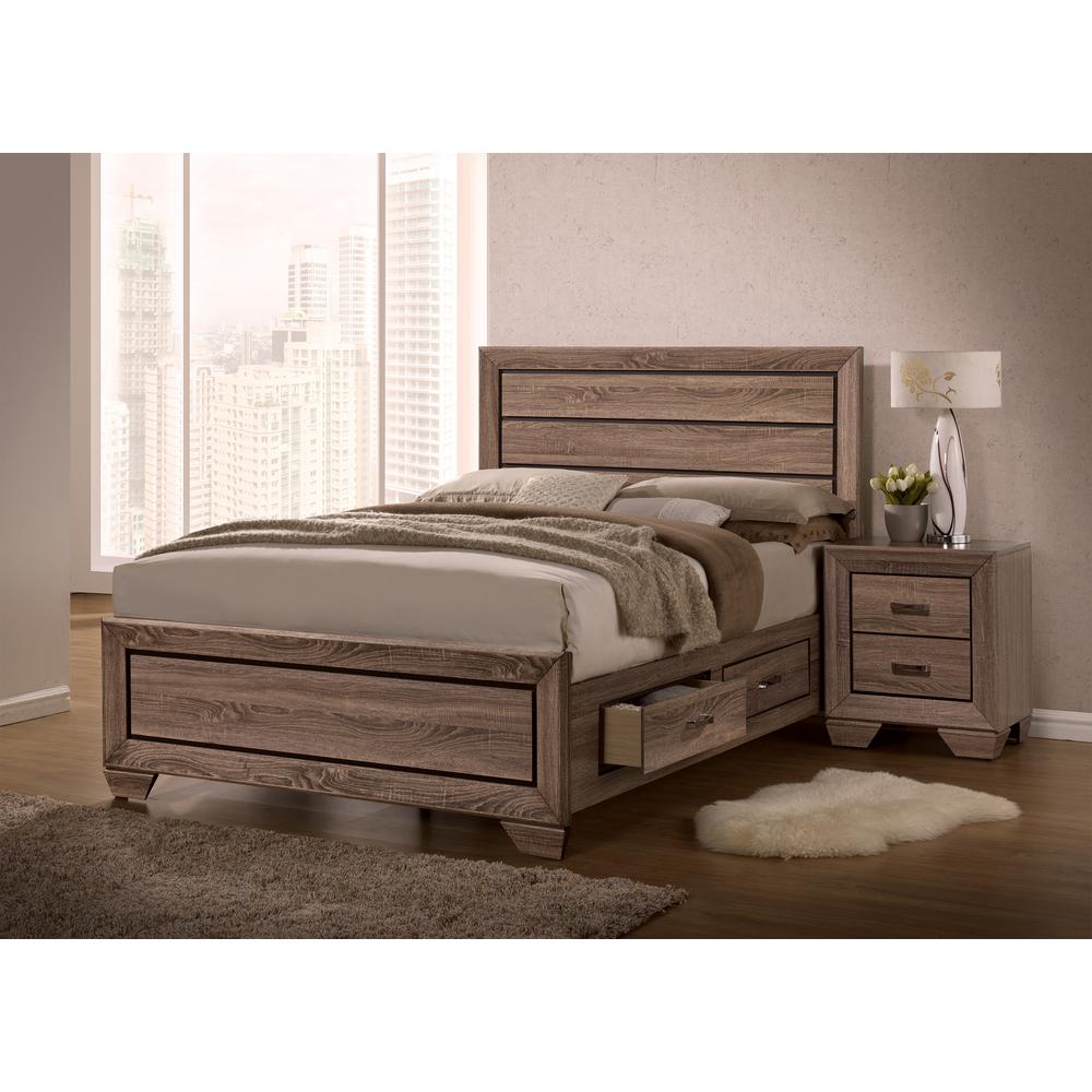 Kauffman Storage Bedroom Set with High Straight Headboard. Picture 1