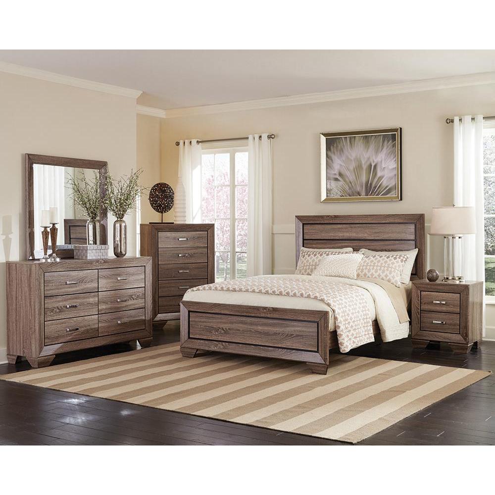 Kauffman Bedroom Set with High Straight Headboard. Picture 1