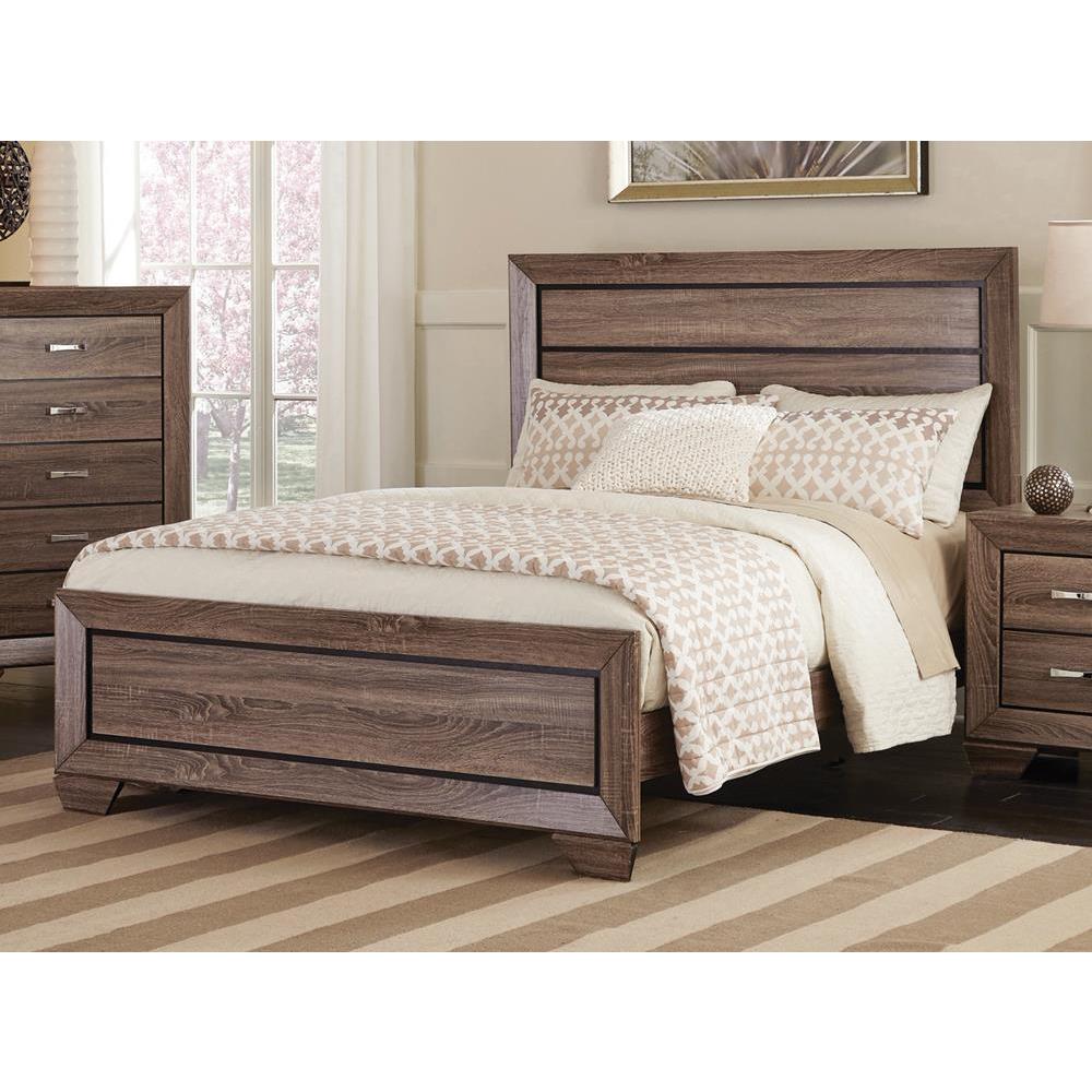 Kauffman Queen Panel Bed Washed Taupe. Picture 1