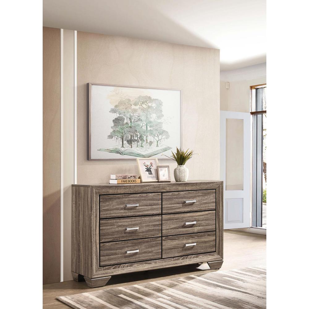 Kauffman 6-drawer Dresser Washed Taupe. Picture 1