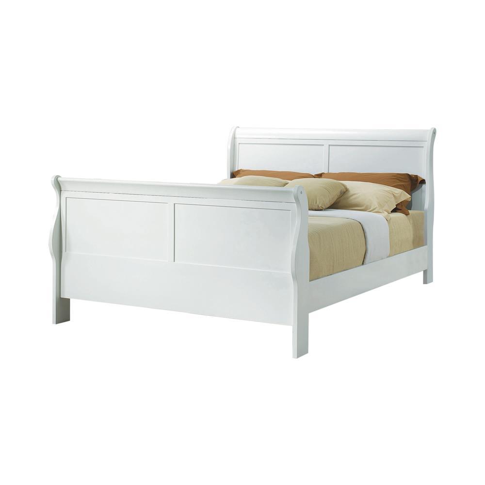 Louis Philippe Queen Sleigh Panel Bed White. Picture 1