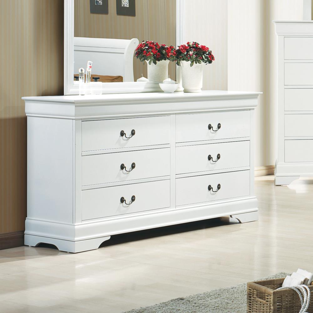 Louis Philippe 6-drawer Dresser White. Picture 5