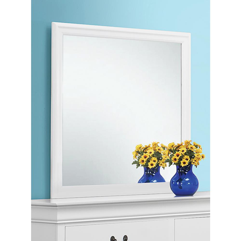 Louis Philippe Beveled Edge Square Dresser Mirror White. Picture 1