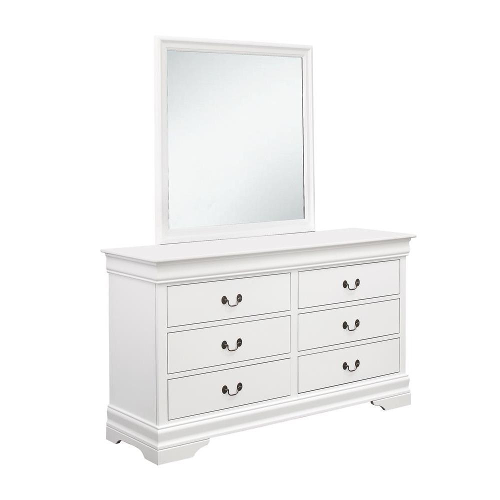 Louis Philippe Beveled Edge Square Dresser Mirror White. Picture 3