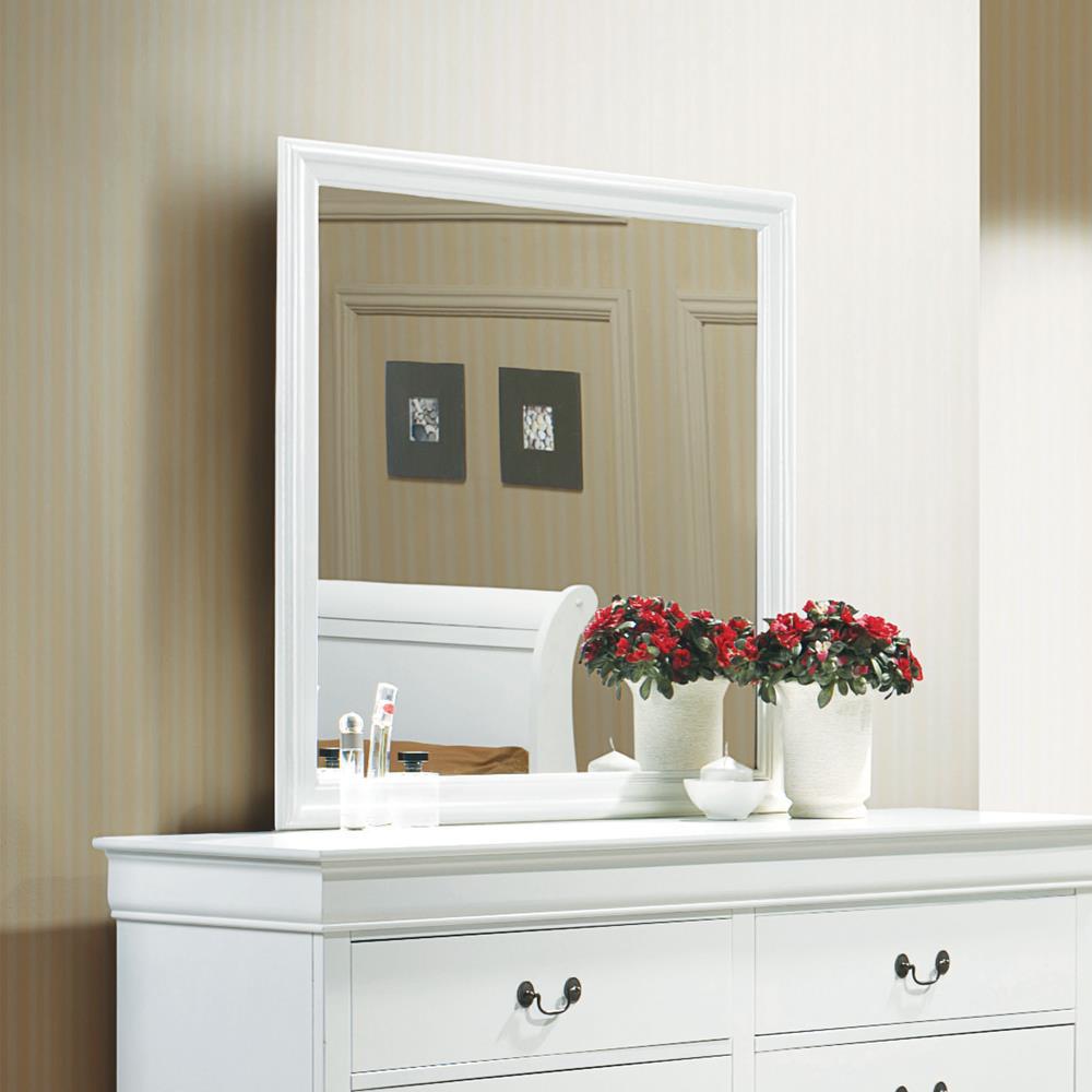 Louis Philippe Beveled Edge Square Dresser Mirror White. Picture 4
