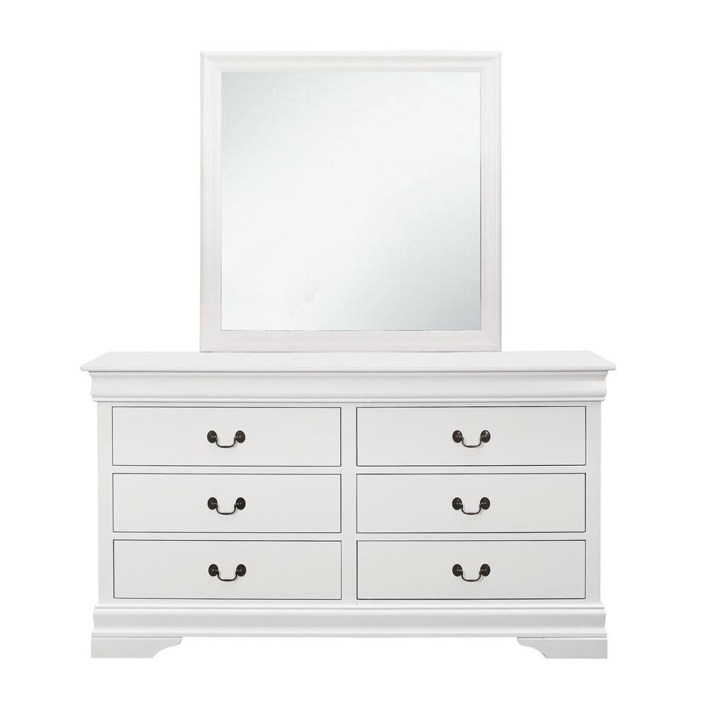 Louis Philippe Beveled Edge Square Dresser Mirror White. Picture 5