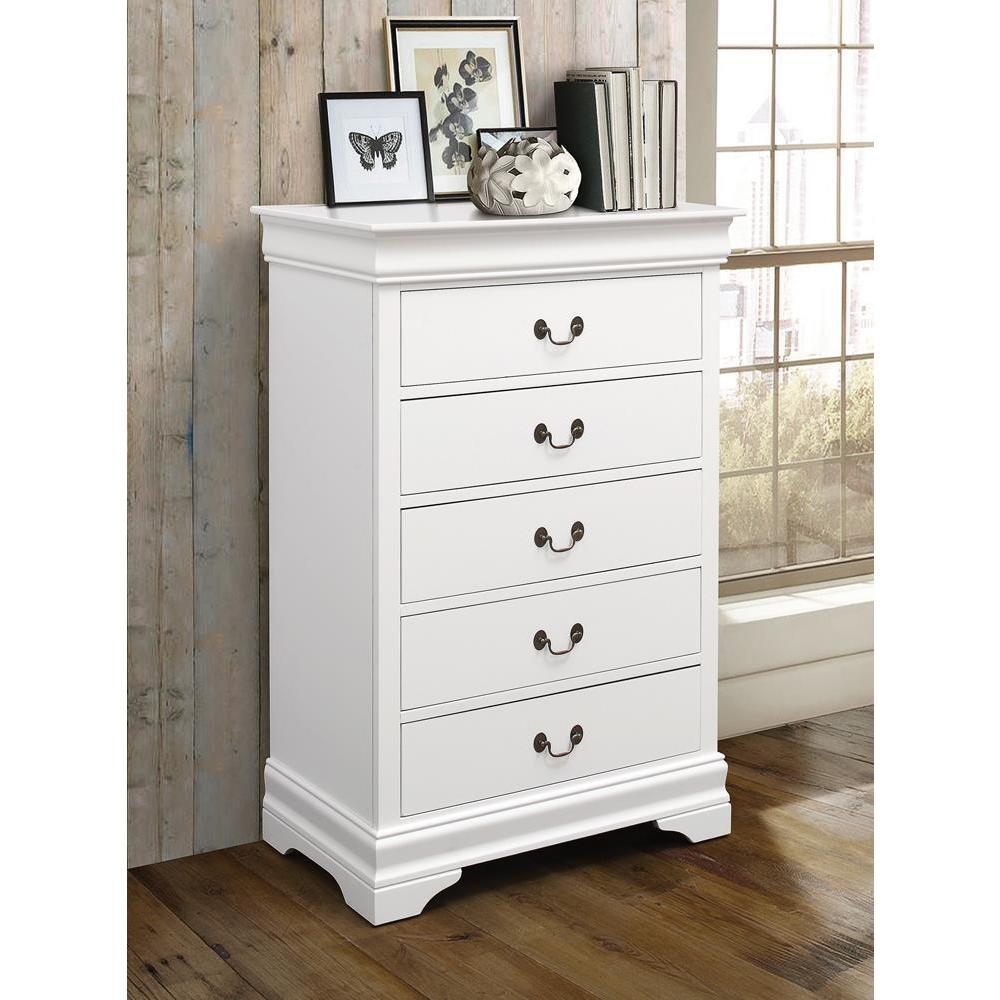 Louis Philippe 5-drawer Chest White. Picture 1