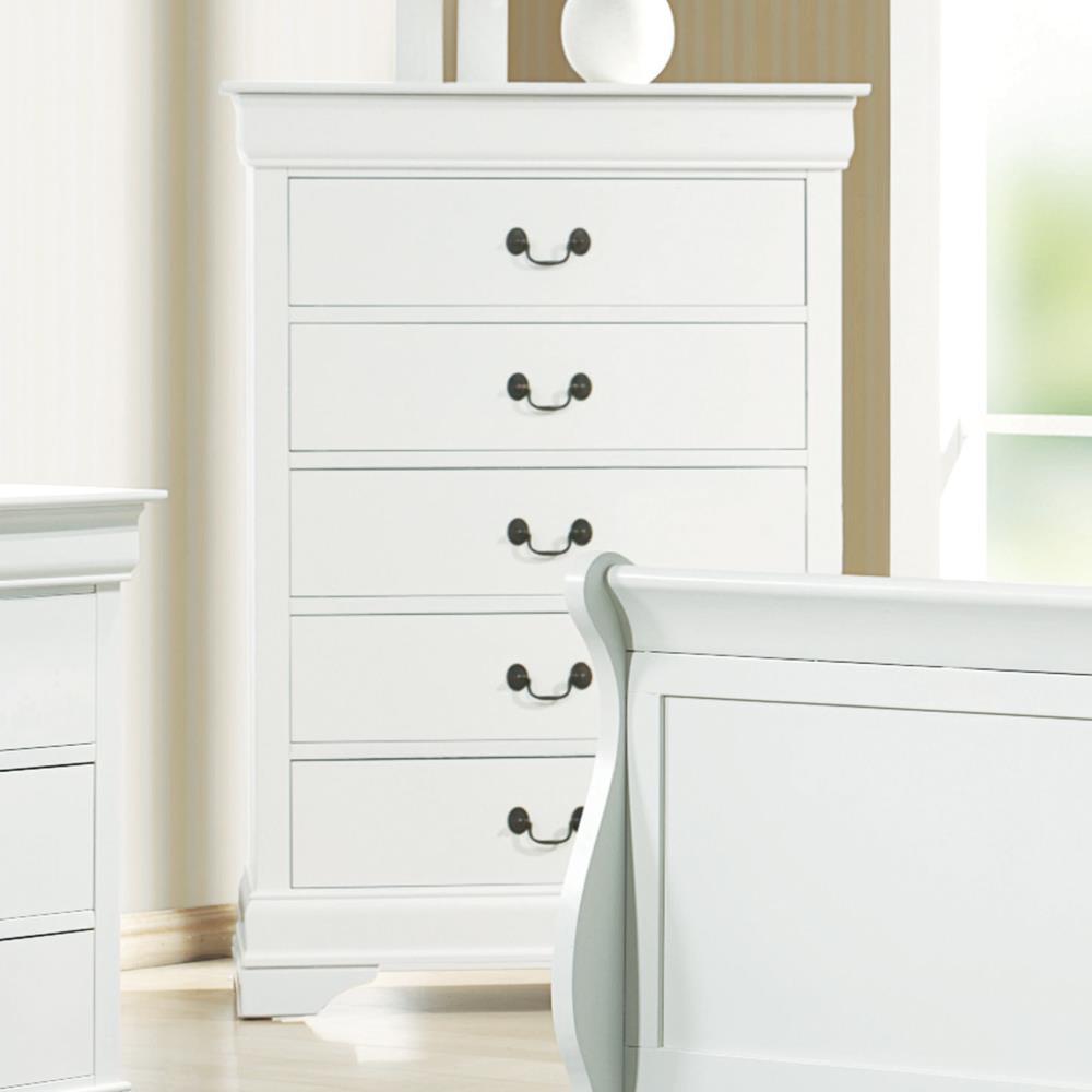 Louis Philippe 5-drawer Chest White. Picture 4