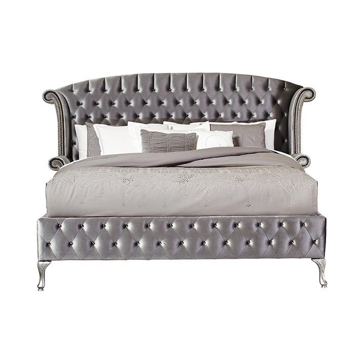 Deanna Eastern King Tufted Upholstered Bed Grey. Picture 4