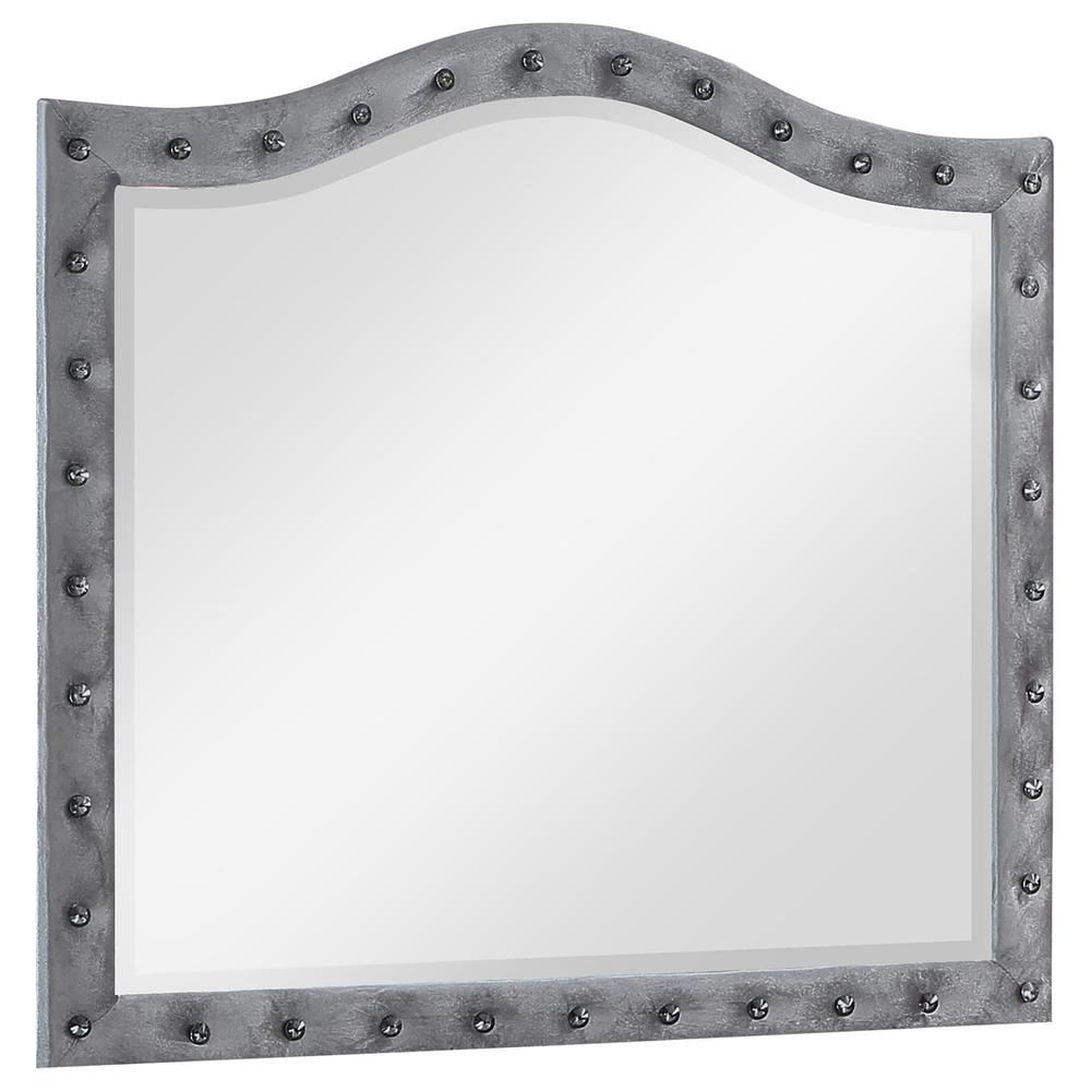 Deanna Button Tufted Dresser Mirror Grey. Picture 2