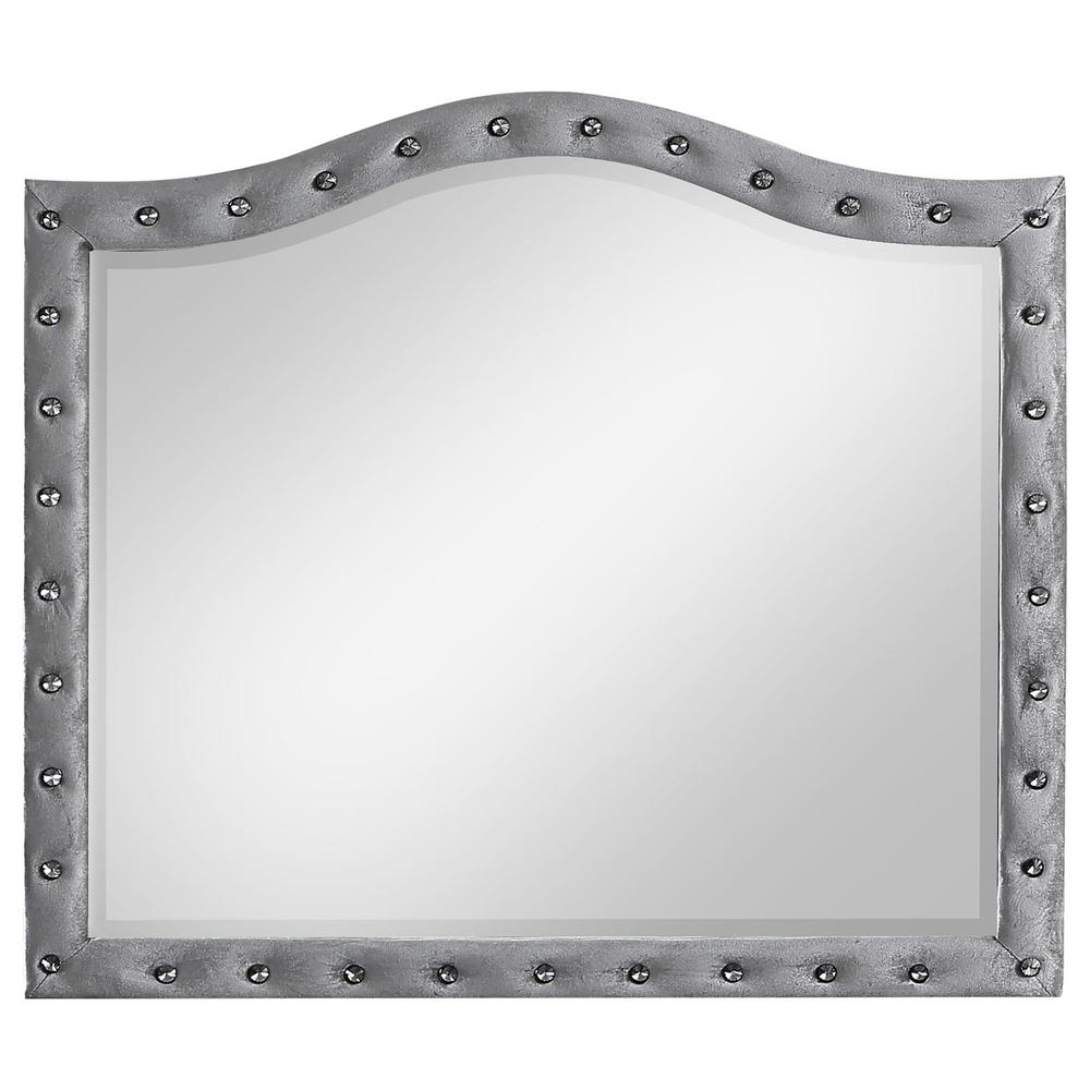 Deanna Button Tufted Dresser Mirror Grey. Picture 3