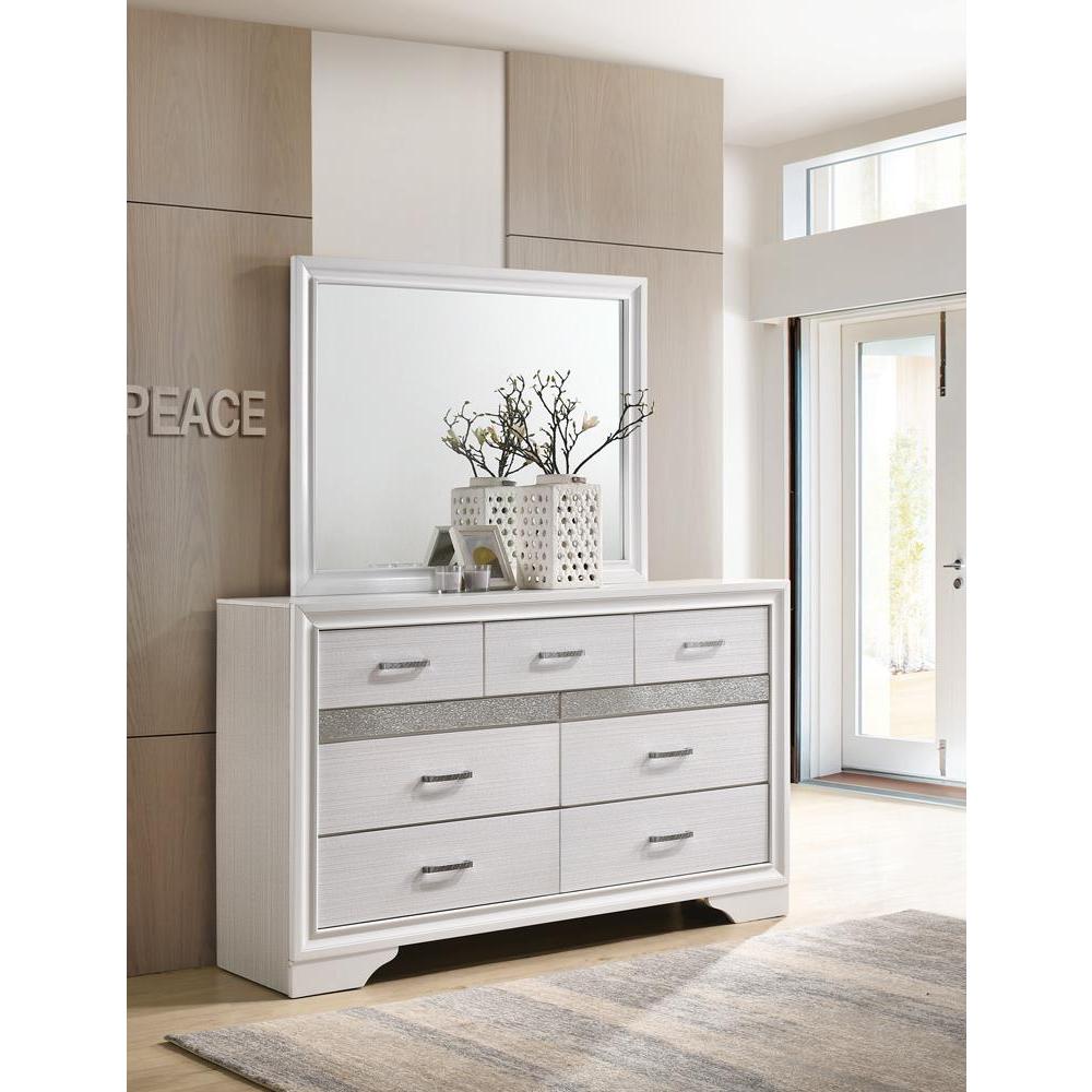 Miranda Rectangular Dresser Mirror White. Picture 4
