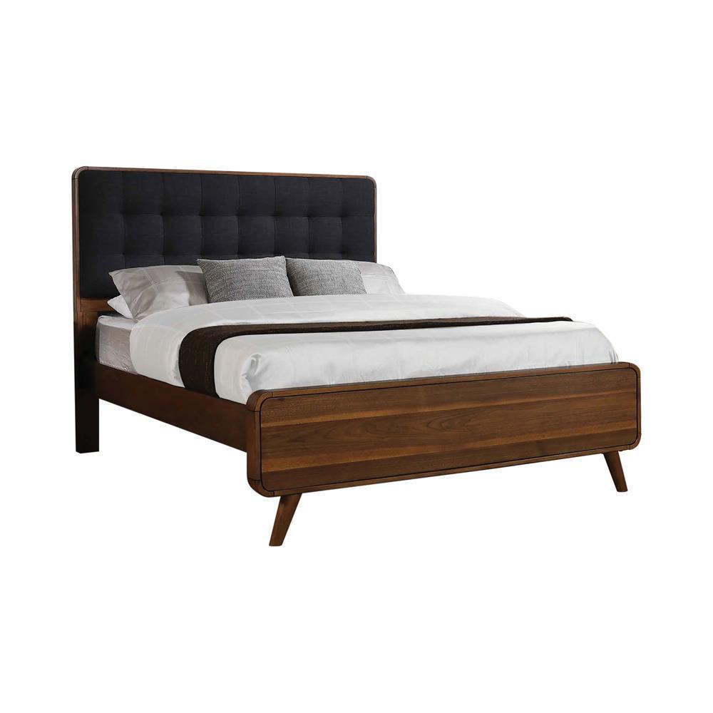 Robyn Eastern King Bed with Upholstered Headboard Dark Walnut. Picture 2