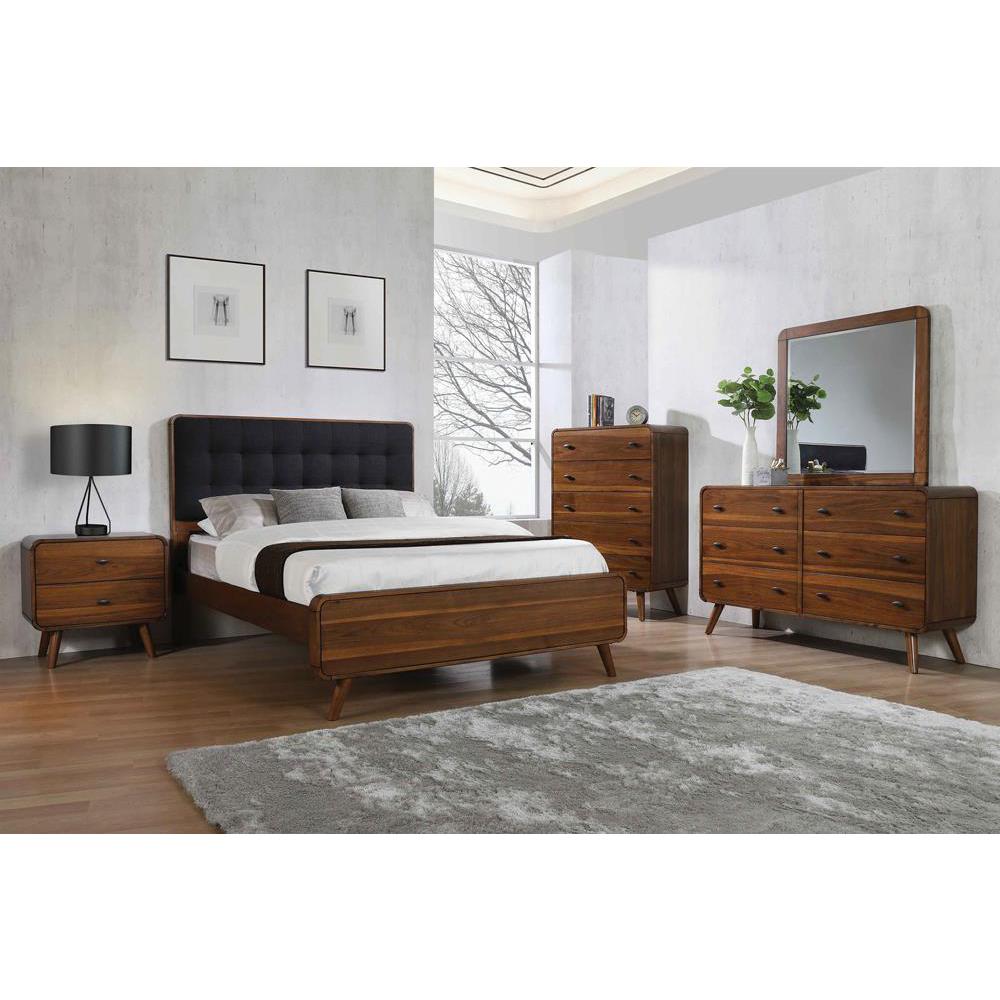 Robyn California King Bed with Upholstered Headboard Dark Walnut. Picture 3