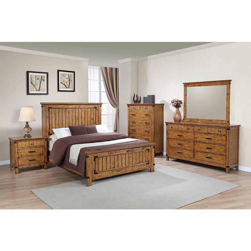Brenner Eastern King Panel Bed Rustic Honey. Picture 1