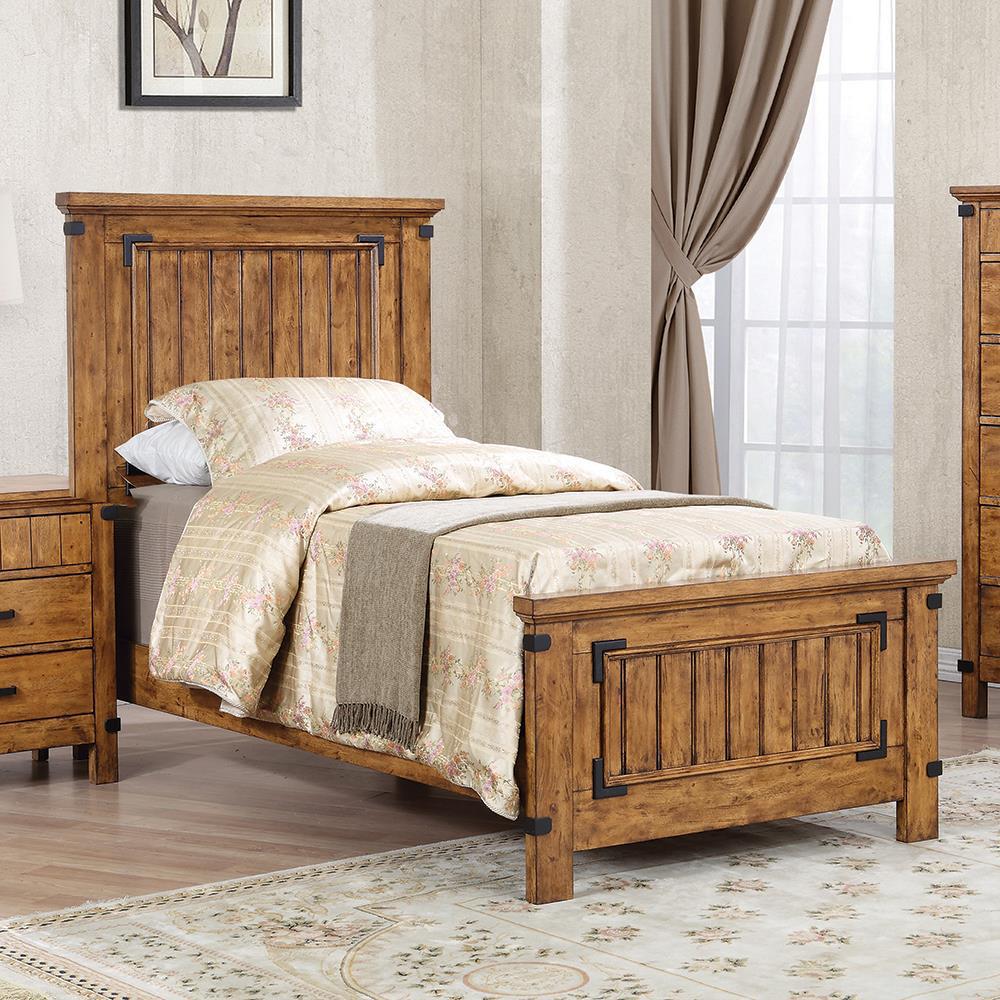 Brenner Twin Panel Bed Rustic Honey. Picture 1