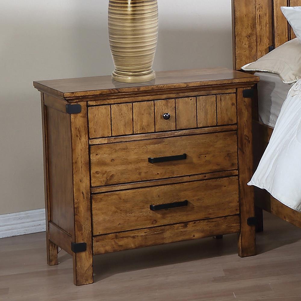 Brenner 3-drawer Night Stand Rustic Honey. Picture 1