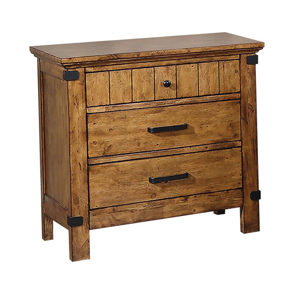 Brenner 3-drawer Night Stand Rustic Honey. Picture 2
