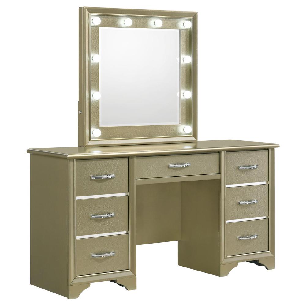 Beaumont 7-drawer Vanity Desk with Lighting Mirror Champagne. Picture 1