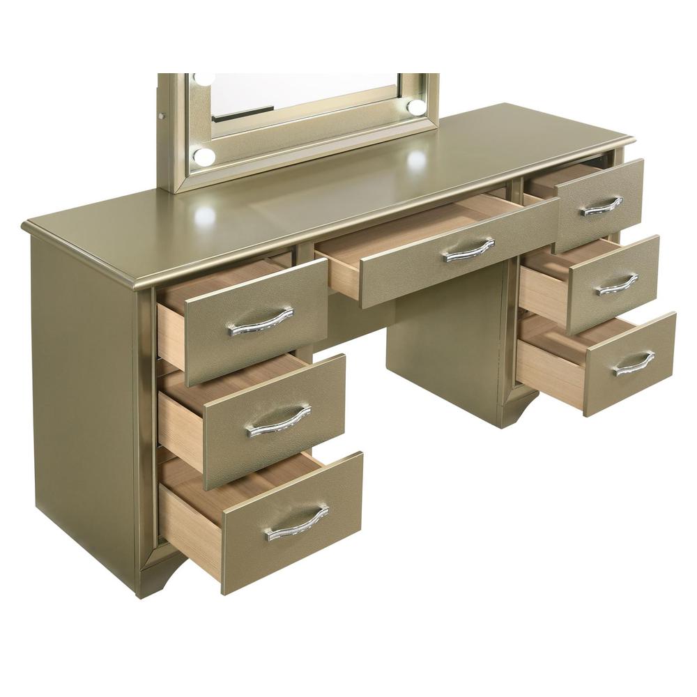 Beaumont 7-drawer Vanity Desk with Lighting Mirror Champagne. Picture 2