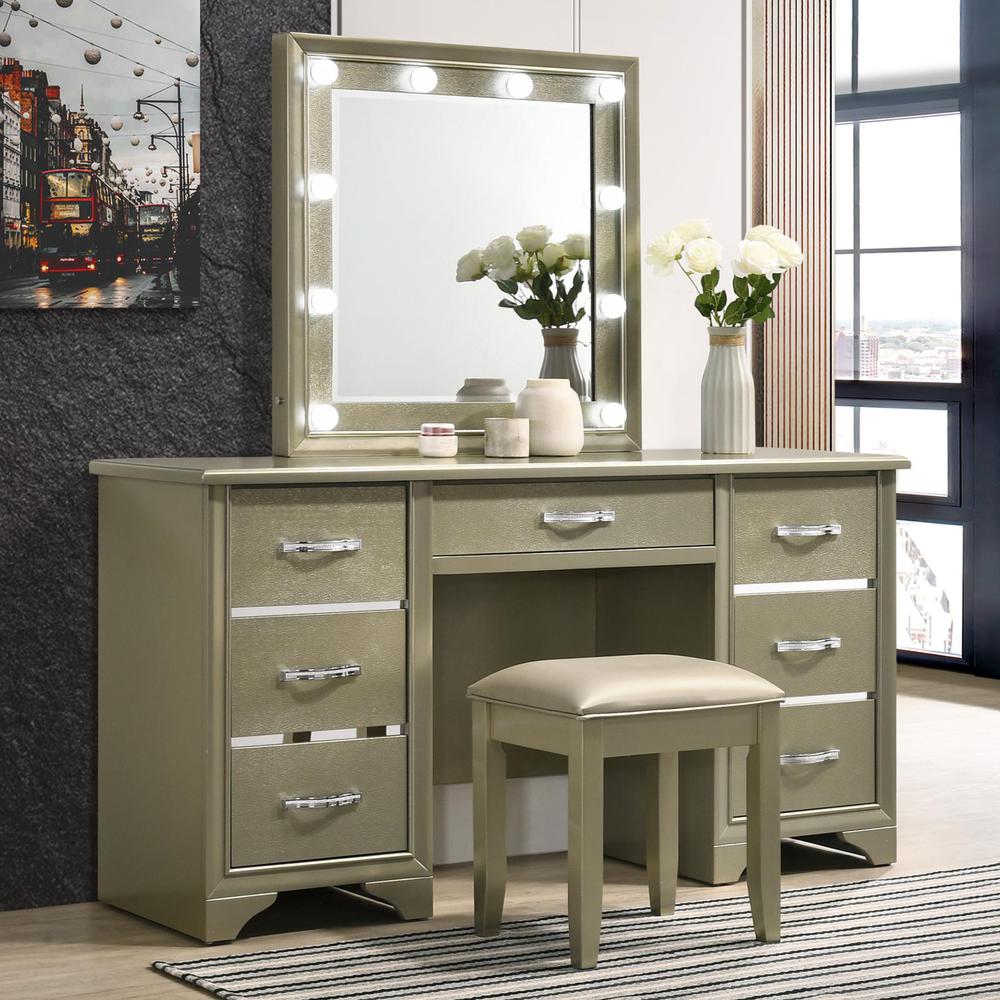 Beaumont 7-drawer Vanity Desk with Lighting Mirror Champagne. Picture 6