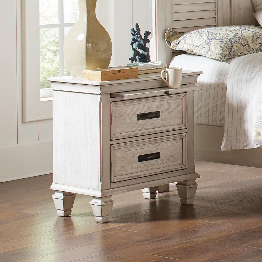 Franco 2-drawer Nightstand Antique White. Picture 2