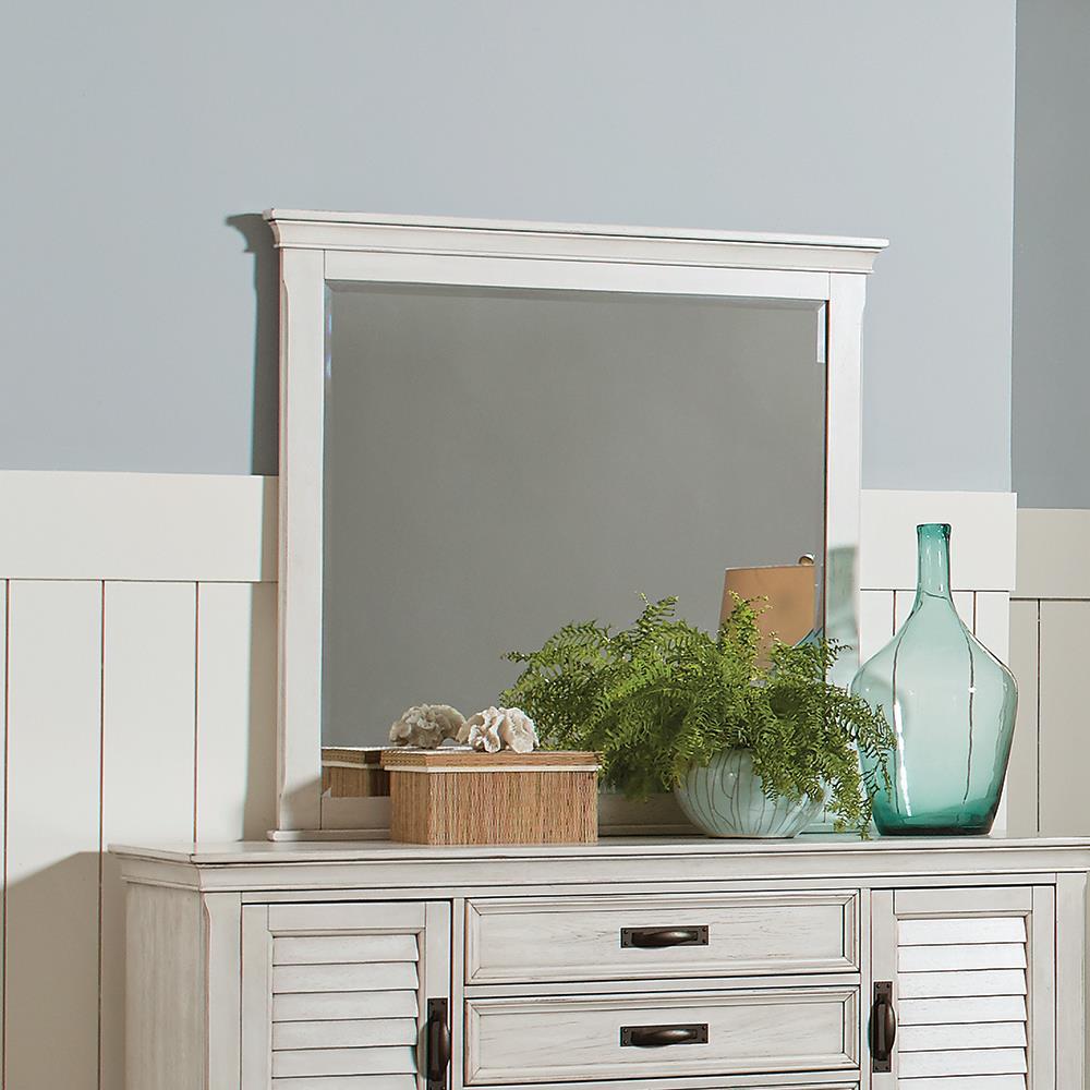 Franco Rectangular Dresser Mirror Antique White. Picture 1