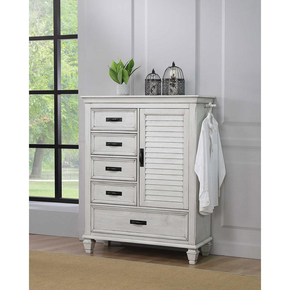 Franco 5-drawer Door Chest Antique White. Picture 1