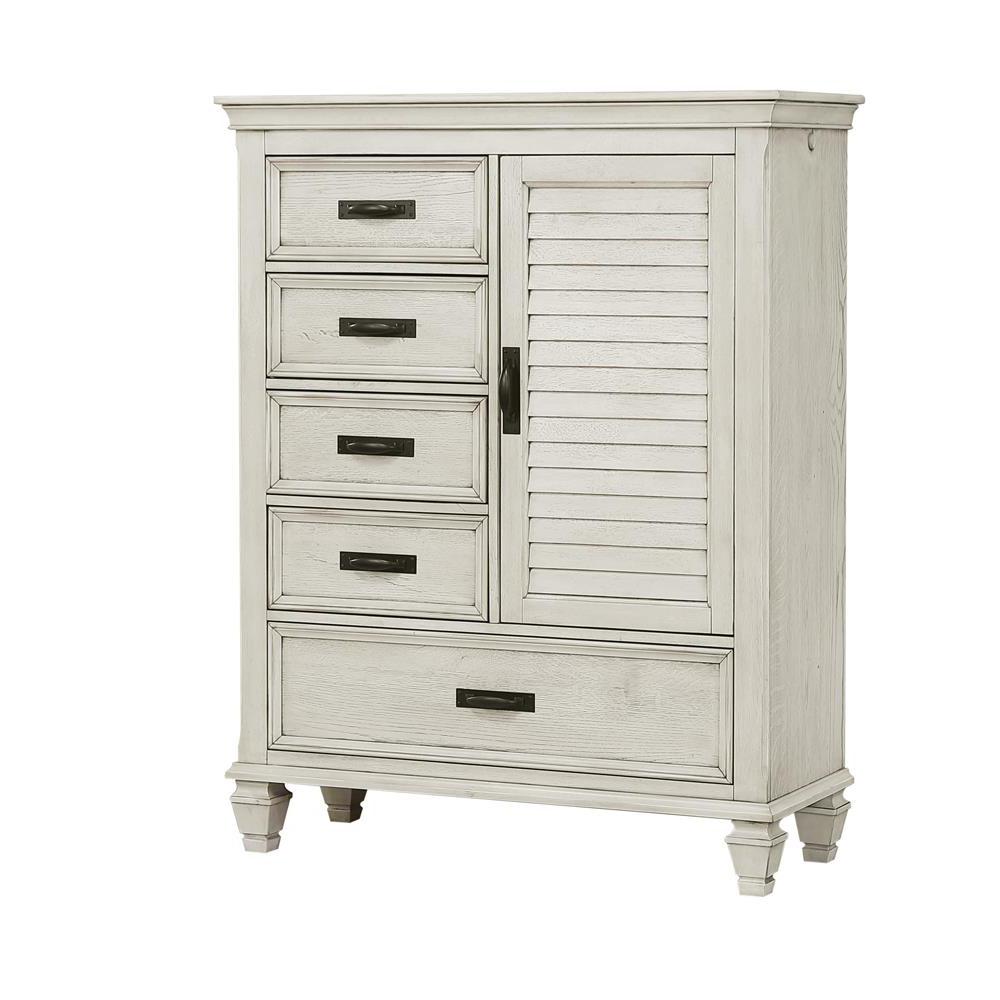 Franco 5-drawer Door Chest Antique White. Picture 2