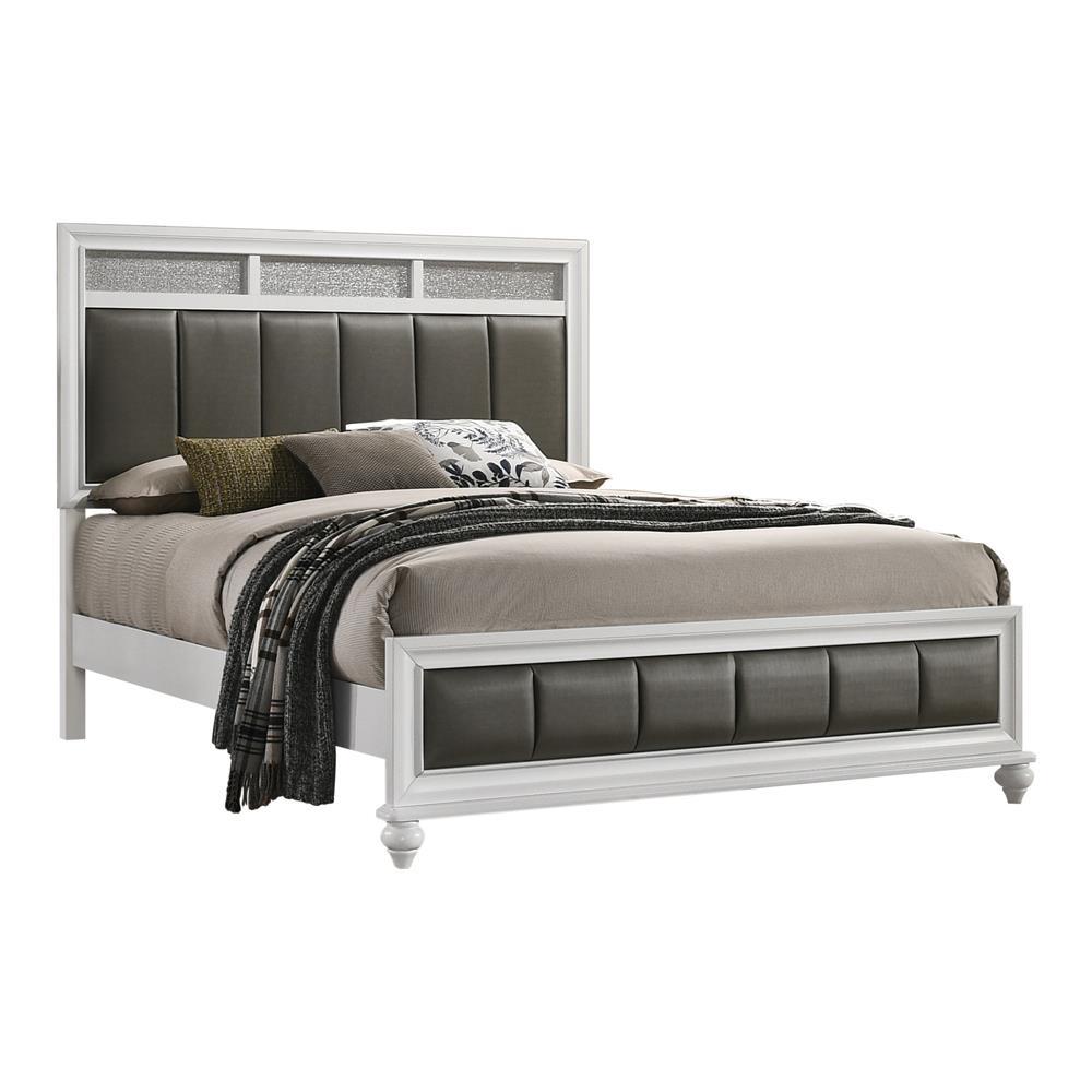 Barzini Eastern King Upholstered Panel Bed White. Picture 1