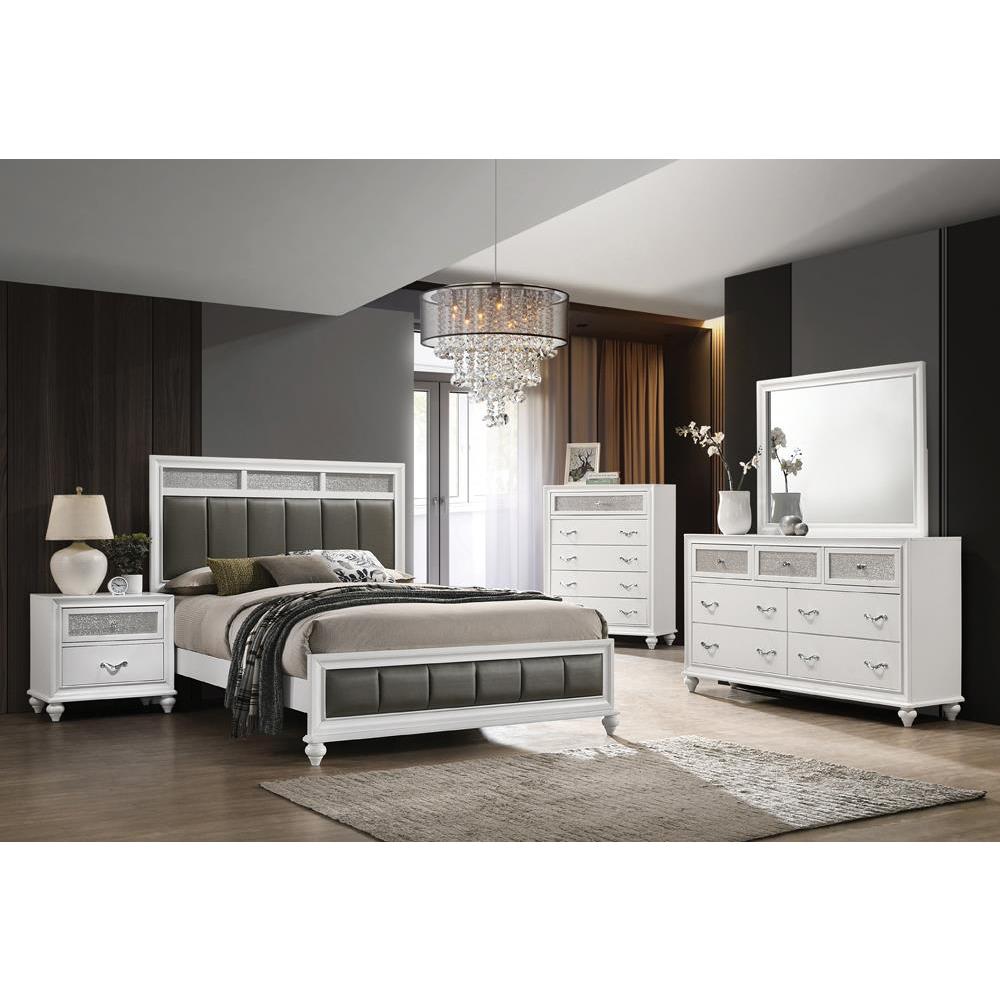 Barzini Eastern King Upholstered Panel Bed White. Picture 2