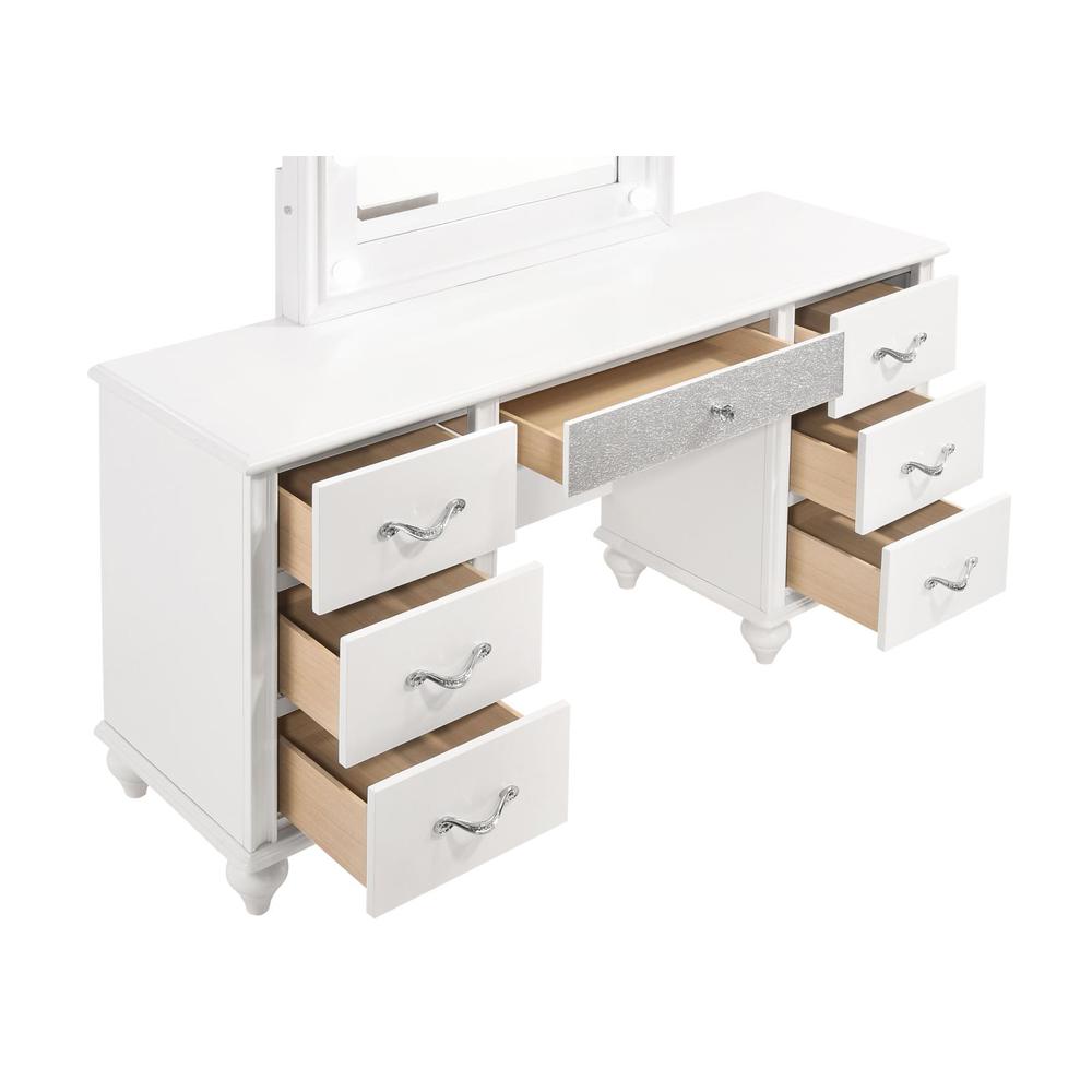 Barzini 7-drawer Vanity Desk with Lighted Mirror White. Picture 3