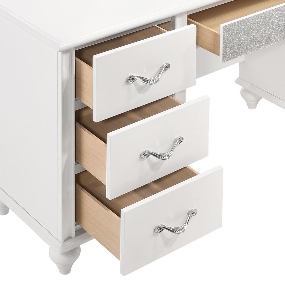 Barzini 7-drawer Vanity Desk with Lighted Mirror White. Picture 5