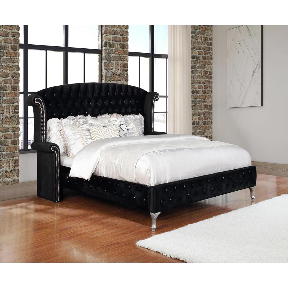 Deanna Eastern King Tufted Upholstered Bed Black. Picture 1