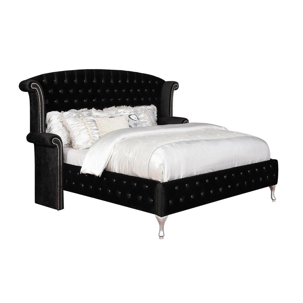 Deanna Eastern King Tufted Upholstered Bed Black. Picture 2