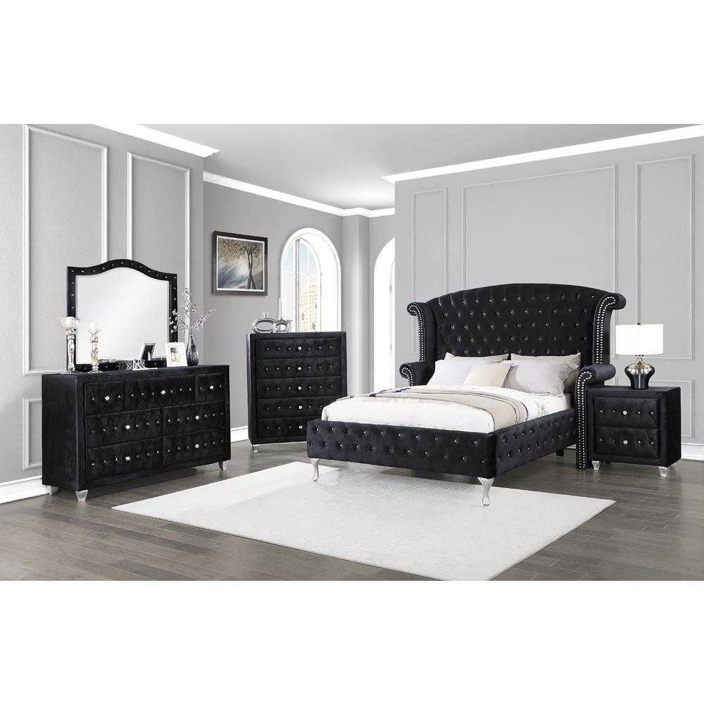 Deanna Eastern King Tufted Upholstered Bed Black. Picture 4