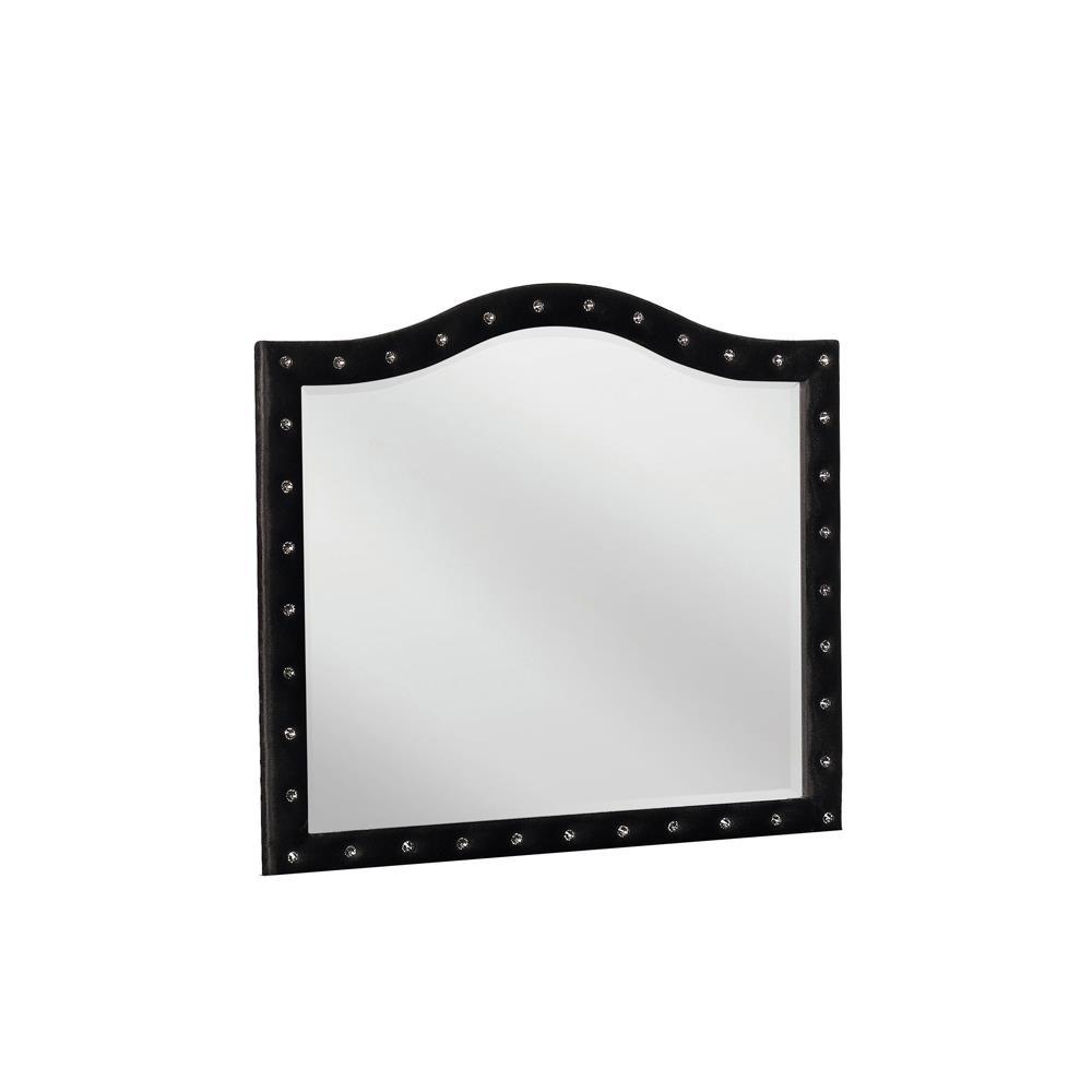 Deanna Button Tufted Dresser Mirror Black. Picture 2